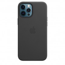 Чехол для смартфона Apple iPhone 12 Pro Max кожаный MagSafe, чёрный