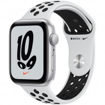 Смарт-часы Apple Watch Nike SE 44 мм серебристые, спортивный ремешок