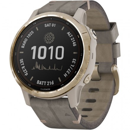 Смарт-часы Garmin Fenix 6S Pro Solar Light Gold/Shale Suede Band (010-02409-26)