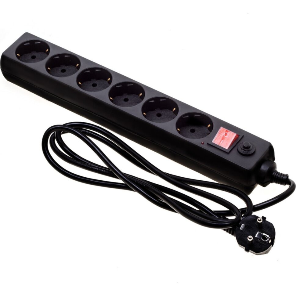 Сетевой фильтр Buro 600SH-1-8, 6 розеток, black Сетевой фильтр Buro 600SH-1-8, 6 розеток, black